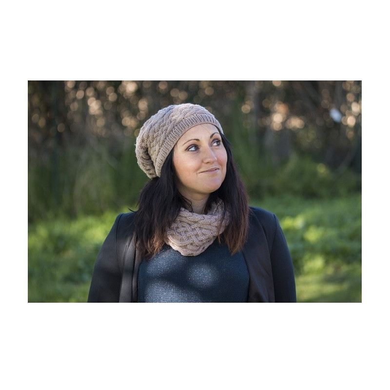 Fiche Patron Tricot : L'ensemble Bonnet et tour de cou"Aran" pour Femme 