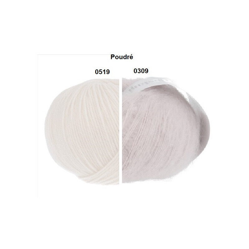 Combo matière couleurs mérinos 200 et mohair luxe lamé Lang Yarns Combo matière couleurs mérinos 200 et mohair luxe lamé Lang Yarns