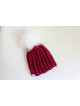 Bonnet Trop Chou Fuchia Pompon Blanc Bonnet Trop Chou Fuchia Pompon Blanc