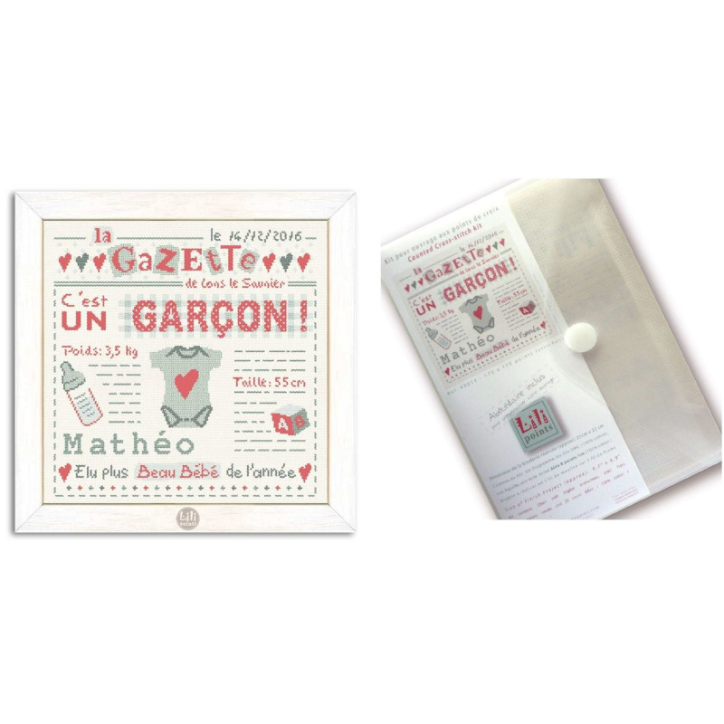 Kit points de Croix Lili Point - Grille + fils à broder