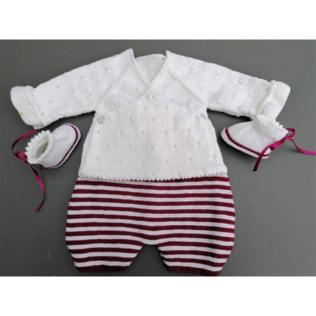 Sarouel Tricoté Main "Porcelaine" pour Bébé Fille