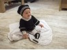 "Cliché" tenue en laine noire et blanc pour petite fille