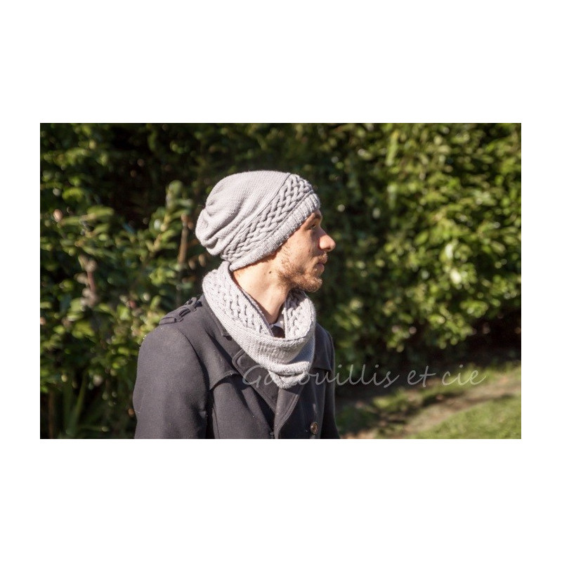 Treille Bonnet et Snood Homme "Entrelacs ♫ la, la ♫ !" Treille Bonnet et Snood Homme "Entrelacs ♫ la, la ♫ !"