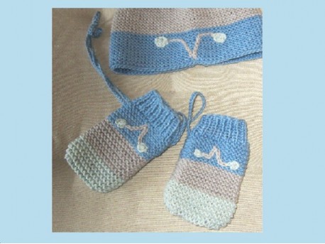 Moufles mixtes "Turquoise" pour bébé, coton bio