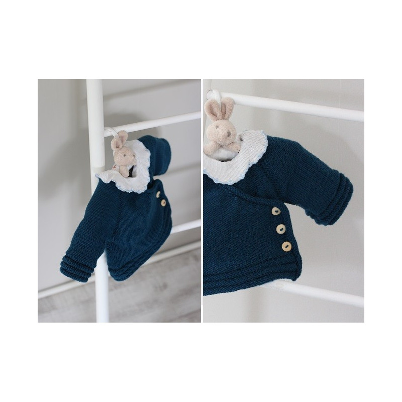 rassière Indigo tricotée en mérinos spécial layette rassière Indigo tricotée en mérinos spécial layette