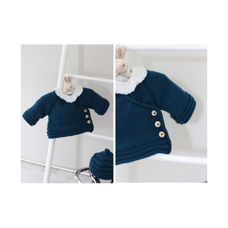 rassière Indigo tricotée en mérinos spécial layette rassière Indigo tricotée en mérinos spécial layette