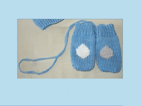 Moufles bébé tricotées main en coton bio "Poyures ou Raypois"