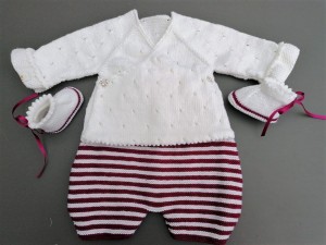 Sarouel tricoté main pour bébé fille Porcelaine